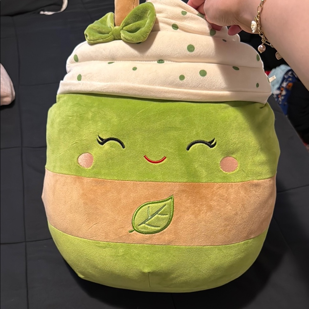 Green and Cream Plush Bag